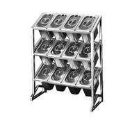 Organizador de especias de 3 niveles con tapa transparente y 15 compartimentos expandibles, plateado, 18.5 x 7.5 x 24.8 pulgadas