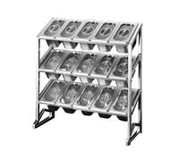 Organizador de especias de 3 niveles con tapa transparente y 15 compartimentos expandibles, plateado/a, 22.8 x 7.5 x 24.8 pulgadas