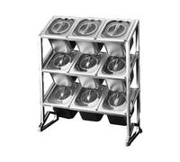 Organizador de especias de 3 niveles con tapa transparente y 15 compartimentos expandibles, plateado, A-20.5 x 7.5 x 24.8 pulgadas