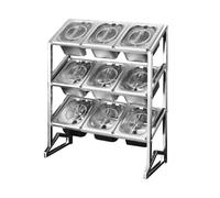 Organizador de especias de 3 niveles con tapa transparente y 15 compartimentos expandibles, plateado/a, A-20.5 x 7.5 x 24.8 pulgadas