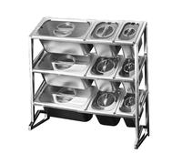 Organizador de especias de 3 niveles con tapa transparente y 15 compartimentos expandibles, plateado, 61 x 19 x 61 cm