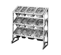 Organizador de especias de 3 niveles con tapa transparente y 15 compartimentos expandibles, plateado/a, A-22.8 x 7.5 x 24.8 pulgadas