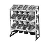 Organizador de especias de 3 niveles con tapa transparente y 15 compartimentos expandibles, plateado/, 20.5 x 7.5 x 24.8 pulgadas