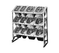 Organizador de especias de 3 niveles con tapa transparente y 15 compartimentos expandibles, plateado, A-22.8 x 7.5 x 24.8 pulgadas