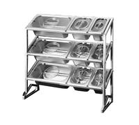 Organizador de especias de 3 niveles con tapa transparente y 15 compartimentos expandibles, plateado/a, 24.8 x 7.5 x 24.8 pulgadas