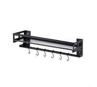 Organizador de especias de acero inoxidable para estante de refrigerador, diseño magnético con 8 ganchos para ahorrar espacio de almacenamiento (negro con gancho de 40 cm)