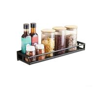 Organizador de especias para colgar en la pared de acero inoxidable, resistente y estante para un almacenamiento eficiente y ahorro de espacio (negro + 30 cm)
