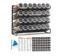 Organizador de especias SpaceAid con 28 frascos, 386 etiquetas, marcador de tiza y embudo para armario, encimera, despensa o montaje en puerta y