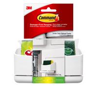 Organizador de esponjas Command para debajo del fregadero, color blanco, 1 unidad, 4 tiras, paquete de 2, organizador sin da os