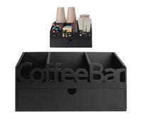 Organizador de estación de café - Caja de té de madera, almacenamiento para condimentos | Cajón rústico de encimera, soporte de almacenamiento dividido para oficina, empresa, restaurante, cocina