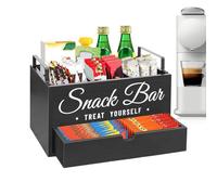 Organizador de estación de café - Organizador de estación de café y té para mostrador | Porta-Bois con cajón organizador para cocina apartamento cápsulas té condimentos aromas azúcares