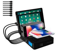 Organizador de estación de Carga USB de 8 Puertos para múltiples Dispositivos, Almohadilla de Carga Rápida Inalámbrica Compatible con teléfonos tabletas y Otros Dispositivos