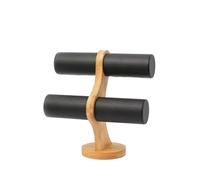Organizador de estante doble capa, joyería madera, pulsera, almacenamiento, cadena exhibición, soporte duro for reloj Para Pulseras(Black)