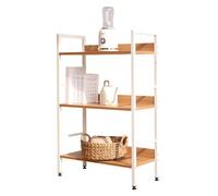 Organizador de estantería de 3 niveles, estantería de madera pequeña para espacios pequeños, estante de exhibición de libros para sala de estar y oficina en casa, marco de metal blanco