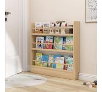 Organizador de estantería de pared estrecho, estante de madera que ahorra espacio con ganchos para libros