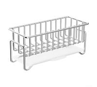 Organizador de fregadero de acero inoxidable con estante de soporte de esponja para la colocación organizada de accesorios de limpieza