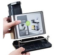 Organizador de fregadero de cocina, dispensador de jabón de acero inoxidable de 7.4 x 7.1 x 5 pulgadas con soporte para cepillo de esponja, bandeja de drenaje, diseño duradero que ahorra espacio