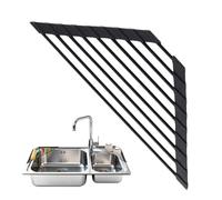 Organizador de fregadero de cocina, tapete escurridor triangular, estante de secado de esquina enrollable de silicona y hierro, plegable, antideslizante, ahorra espacio para el hogar, RV, apartamento