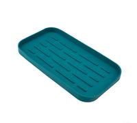 Organizador de fregadero de silicona con diseño elevado para promover el flujo de aire y el drenaje de agua, mantiene las encimeras de cocina limpias y secas (azul)
