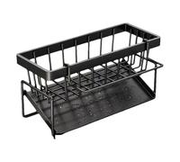 Organizador de fregadero para encimera, esponja de acero inoxidable, soporte multicompartimento con drenaje rápido, almacenamiento ajustable para fregaderos, cepillos, toallas, jabonero para