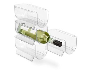 Organizador de frigorífico Relaxdays para Botellas, Set de 4, apilable, (H x An x F): 10,5 x 11 x 20,5 cm, Transparente