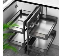 Organizador de gabinete de esquina ciega con diseño extraíble giratorio, cierre suave cromado, estante de cuatro capas, acero al carbono duradero para armarios de 800 mm/900 mm