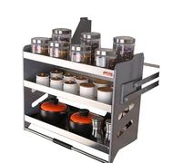 Organizador De Gabinete Desplegable De 3 Niveles, Gabinete De Cocina De Acero Inoxidable Estantes Desplegables Estantes Que Ahorran Espacio For Electrodomésticos De Cocina Levante El Gabinete Superior