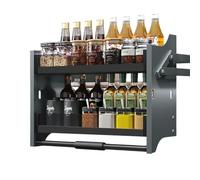 Organizador de gabinete extraíble de 2 niveles, estante fácil de tirar hacia abajo para cocina y baño, ahorro de espacio, solución de almacenamiento versátil (negro B, 70 cm)