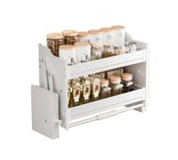 Organizador De Gabinete Extraíble De 2 Niveles, Estantes Abatibles, Sistema De Estante Para Cubiertos Y Especias, Tablero Ahorrador De Espacio Interior Para Electrodomés,One Color,Cabinet 500mm