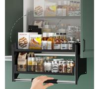 Organizador De Gabinete Extraíble De 2 Niveles, Estantes Abatibles, Sistema De Estante Para Cubiertos Y Especias, Tablero Ahorrador De Espacio Interior Para Electrodomés,One Color,Cabinet 850mm