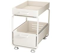 Organizador de gabinete extraíble de Acero al Carbono Resistente con cajones deslizables para organizar la Cocina y el Almacenamiento Debajo del Fregadero (Blanco, 25,5 x 42 x 40,5