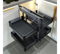 Organizador de gabinete extraíble para cocina de esquina con cierre suave y 4 cestas de almacenamiento, cesta extraíble de esquina universal izquierda y derecha 900