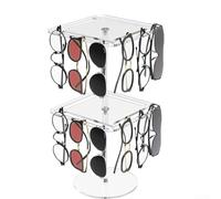 Organizador de gafas acrílico con rotación de 360 grados para 24 gafas con base pesada estable para una fácil visualización (dos capas)