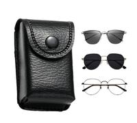 Organizador de gafas portátil - Funda protectora para gafas de piel sintética | Funda portátil para gafas con botón a presión para gafas, negro, Ver descripción, Ver descripción