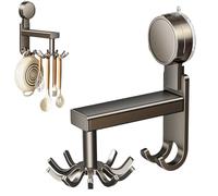 Organizador de ganchos con : colgador giratorio resistente, estante de montaje con agarre potente, soporte para herramientas de cocina multiusos, diseño de fácil instalación | Accesorio de alma