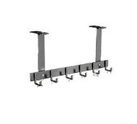 Organizador de ganchos de metal para puerta, estante de aleación de aluminio ajustable con 5 u 8 ganchos para toallas, sombreros, estante de ahorro de espacio, 36-60 cm, gris, fácil de instalar para