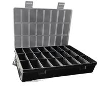 Organizador de herramientas, caja de herramientas Caja organizadora de plástico plegable de doble cara con 24 compartimentos y divisores, multicolor(Black)