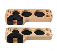 Organizador de herramientas de madera para espresso - Soporte de portafiltro de 51 mm/53 mm/58 mm, soporte de manipulación y distribuidor para máquinas de café, madera de haya y pino, 25 x 7,5 x 2,5