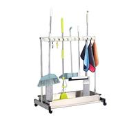 Organizador De Herramientas Jardín, Carrito Limpieza Con Ganchos For Trapeador Y Soporte For Escoba, Móvil Ruedas(68x51x109cm)