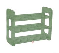Organizador de huevos de 3 niveles para uso en refrigerador con capacidad para 30 huevos, bandeja transparente para almacenamiento de cocina y fácil conteo de huevos (verde)