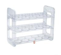 Organizador de huevos de 3 niveles para uso en refrigerador con capacidad para 30 huevos, bandeja transparente para almacenamiento de cocina y fácil conteo de huevos (transparente)