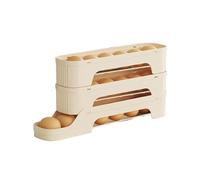 Organizador de huevos - Dispensador automático con ruedas, soporte de almacenamiento apilable, recipiente de comida transparente, bandeja deslizante lisa, marco de duradero | Porta huevos