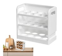 Organizador de huevos para frigorífico, almacenamiento de huevos para frigorífico, recipiente plegable para huevos, caja de almacenamiento de huevos de 3 niveles y 24 rejillas, rotación automática de