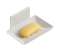 Organizador de jabonera montado en la pared en aleación de aluminio con agujero de drenaje de agua, soporte de esponja de perforación para baño (blanco)