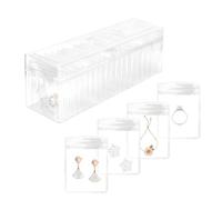 Organizador de joyas acrílico, organizador de joyas transparente con 40 bolsas de joyería portátiles antideslustre, estuche de joyería de viaje para aretes, anillos, collares, regalo para mujeres y