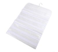 Organizador de joyas colgante de 80 bolsillos con colgador giratorio de 360°, almacenamiento de PVC transparente de doble cara para aretes y collares, 16.5 x 31 pulgadas (blanco)