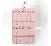 Organizador de Joyas Colgante, Rollo de Almacenamiento con Colgador Giratorio de 360 grados, Organizador de Joyas Colgante de Doble Cara, Soporte para Collares de(58 cm/22,7 pulgadas rosa)