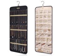 Organizador de joyas colgante, soporte para collares, pendientes y anillos antienredos con 10 bolsas para joyas, rollo de almacenamiento de