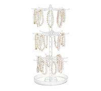 Organizador de joyas de 3 niveles, soporte giratorio de 3 niveles para almacenamiento de joyas, soporte de almacenamiento de llaves, para aretes, collares, anillos, pulseras, llaves, hogar
