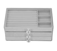 Organizador de Joyas de acrílico Caja de Almacenamiento de 3 cajones Soporte de exhibición de joyería Transparente Estuche para aretes y Collares para Mujeres Niñas Mesa de (Gris)